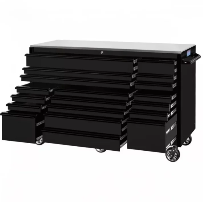 183*63*120cm Metal Tool Cabinet 19 Caster Pure Black OEM High Quality