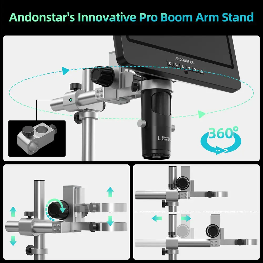 Andonstar 2024 2000X Trinocular 10.1'' 2160P HDMI Digital Microscope for PCB/SMD Soldering Microscope for Phone Watch Repairing