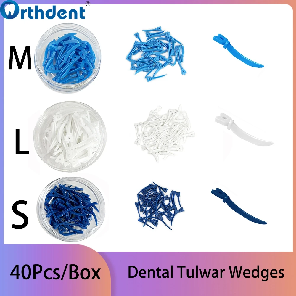 

40Pcs/Box Dental Tulwar Wedges L/M/S With Hole Disposable Plastic Sectional Matrix Tooth Gap Dentistry Material Dentist Product