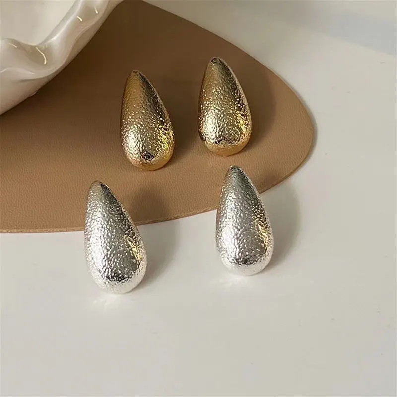 Simple Frosted Water Droplets Dangle Earrings for Women Geometry Uneven Metal Teardrop Drop Earrings Statement Jewelry