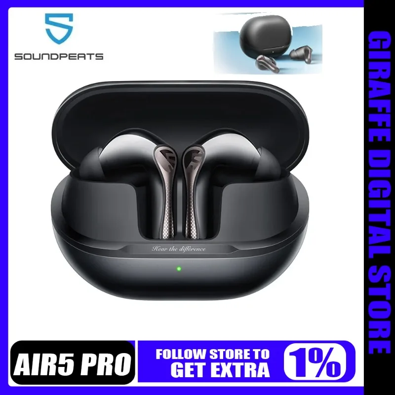 SOUNDPEATS Air5 Pro couteurs sans fil Bluetooth5.4 micros AI ENC haute rsolution LDAC AptX sans perte 37h Ultra longue dure de vie de la batterie petit cadeau