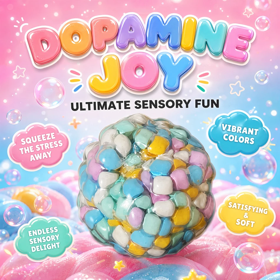 Cute Dopamine Color Stone Squeeze Ball Noisy Squishy Toys , Anxiety Relief Fidget Toys, Squeeze Balls for ADHD Autism Focus