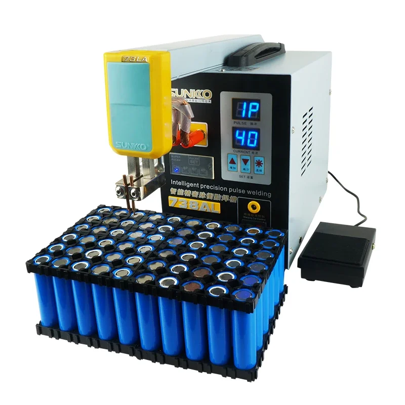 738AL Handheld Battery Spot Welder Magnetic Detachable Telescopic Arm Spot Welding Machine for 18650 Lithium Battery