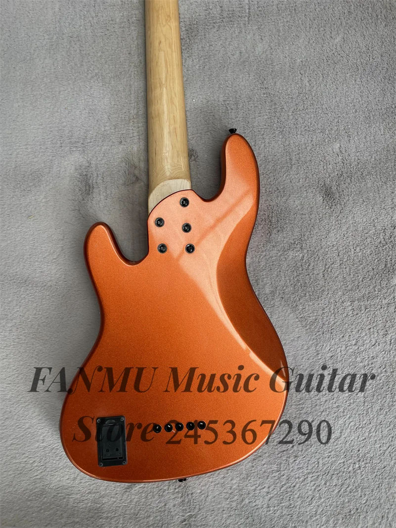 Metal Orange Bass 5-string electric bass Basswood body Maple fingerboard Black guard Active Battery Black Bridge factory custom