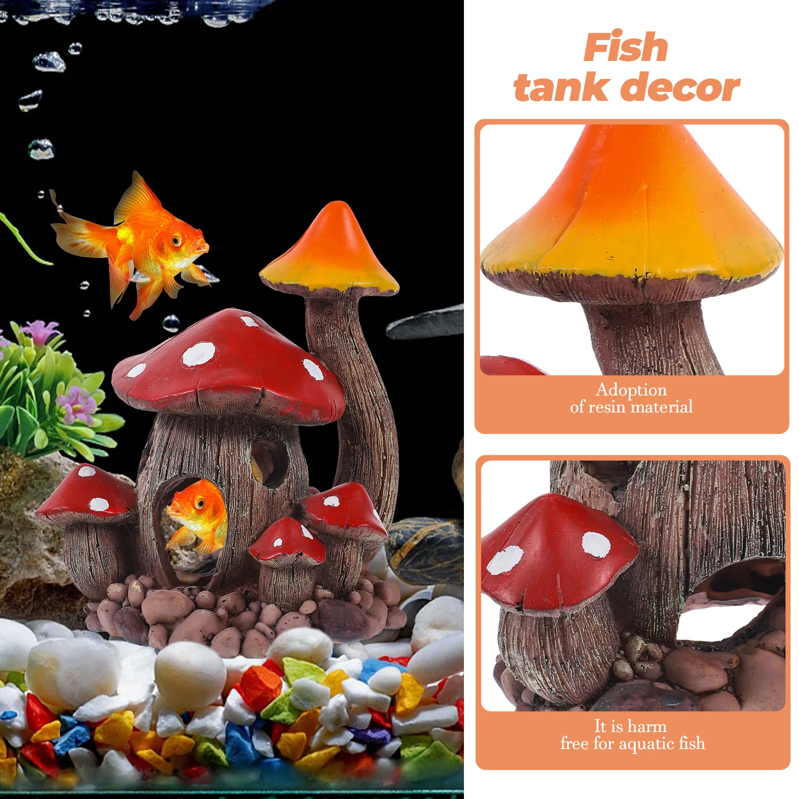 

Mushroom Shelter House Aquarium Decoration Resin Fish Tank Hideout Cave Shrimp Rest Breeding Egg Laying Freshwater Pet Supplies