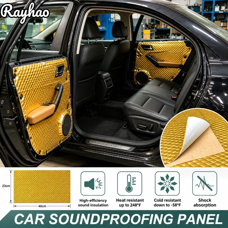 

Auto Sound Deadener Mat Butyl Rubber Damping Sheet Golden Aluminum Foil Sound Insulation Pad Vehicle Noise Reduction Material