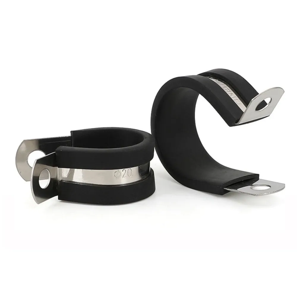 Creative Metal Wiring Hose Clamp Useful Durable Rubber Lined Clips R-type Cable Fasteners Hardware Electrical Fittings