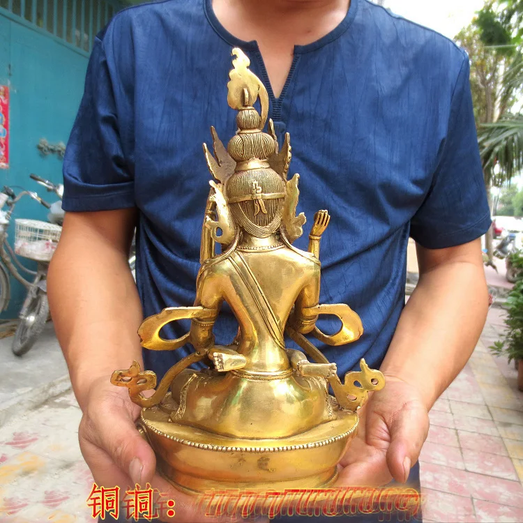 India Buddhism love God double major Happy Buddha copper statue home family efficacious safe GOOD LUCK