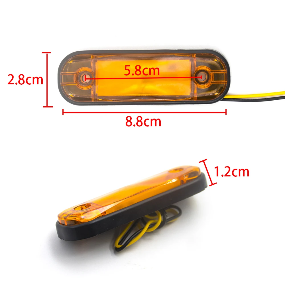 4 LED 12V 24V Truck Warning Light SUV Car Motorcycle Truck Turn Signal Reversing Light Orange White Red LED Side Marker Lamp