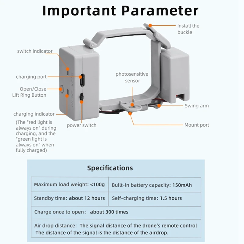 For DJI MINI 4 PRO Thrower Multi-Functional Convenient Aerial Thrower Thrower Wedding Throwing Mounted Replacement