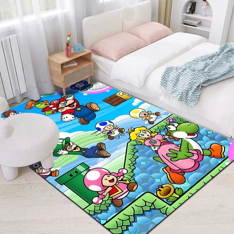 15 Sizes Super Mario Pattern Rug for Bedroom Living Room Anime Carpets for Girl Room Floor Mat Home Decor Non-Slip Rug