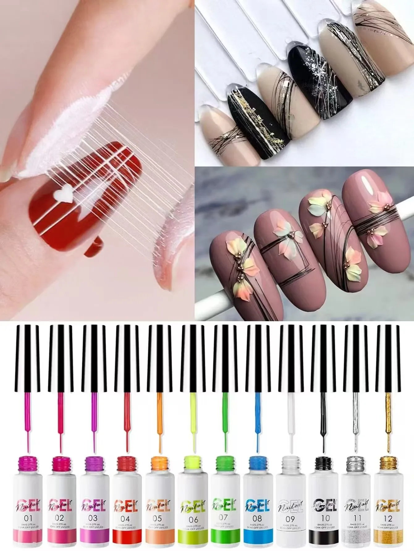 1 กล่องเล็บ UV GEL Builder ชุดสําหรับเล็บเคล็ดลับ Art เล็บ DIY เครื่องมือภาษาโปลิชคํากาวดึงกาวตกแต่ง