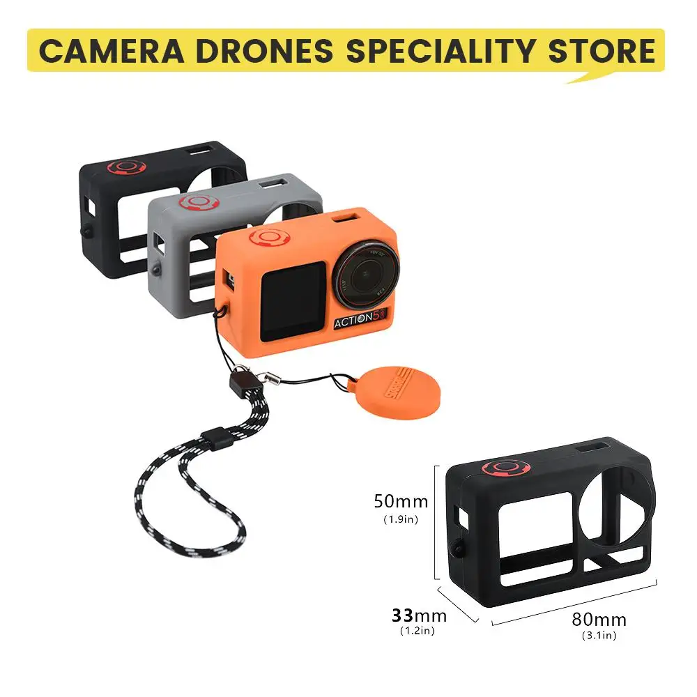 Silicone Protective Cover For DJI OSMO Action 5 Pro Case Lens Shockproof Camera Case with Lanyard For Action 5 Pro Accessories
