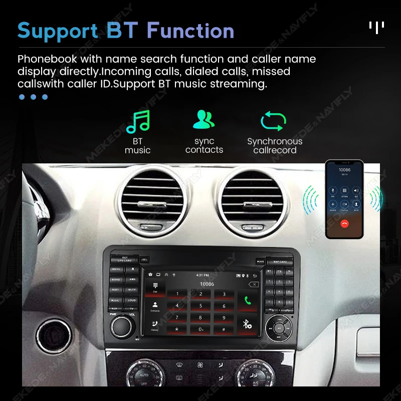 NaviFly 2DIN Touch Screen Head Unit Android Auto For Mercedes Benz ML W164 X164 ML350 ML300 GL500 ML320 ML280 GL350 GPS BT WiFi
