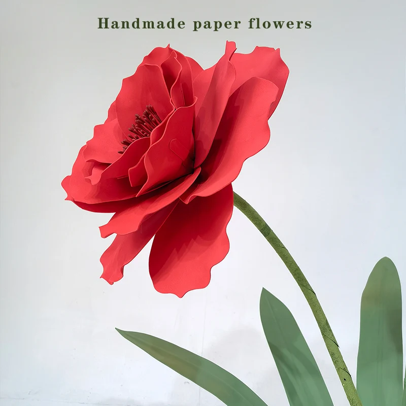 Handmade Red Giant Paper Flowers for Wedding and Mother's Day Party Decoration High Quality Window Display Props