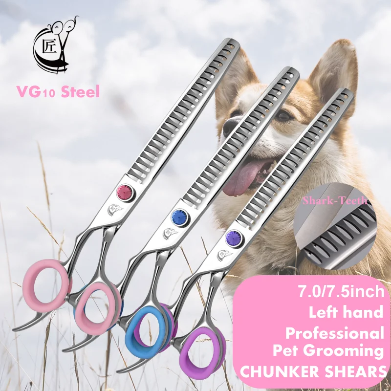 

Crane Left Hand 7.0/7.5 Inch Professional Pet Dog Grooming Chunker Scissors VG10 Toothed Blade Shears Thinning Rate About 65%