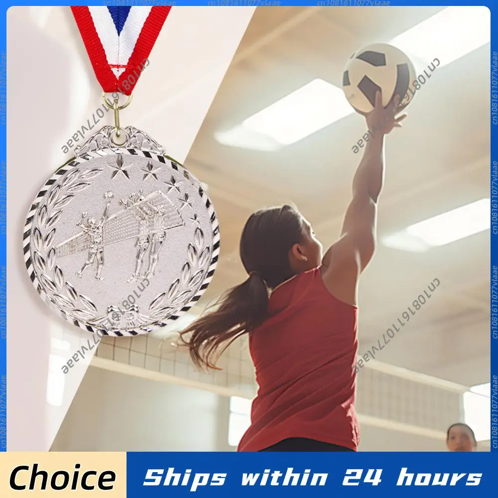 6.5cm Volleyball Medal Award Medals with Neck Ribbon Metal Winner Medals Gold/Silver/Bronze Medal for Competitions Party Race