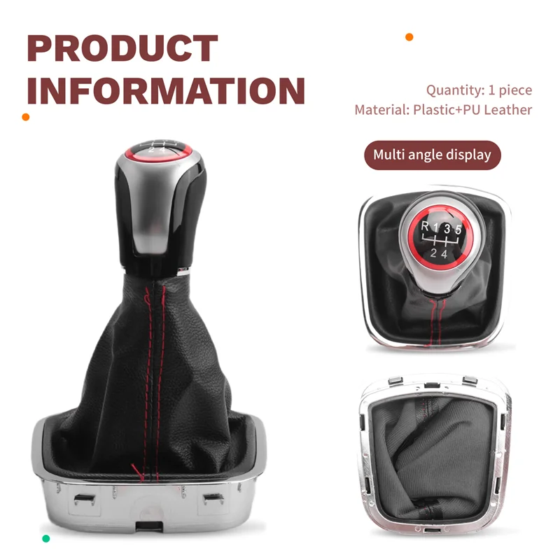 مقبض ناقل الحركة على الطراز الرائد لسيارة VW Polo 6R 6C Hatchback Sedan 2011-2019 مقبض تغيير المستوى مع غطاء أحذية الجراب