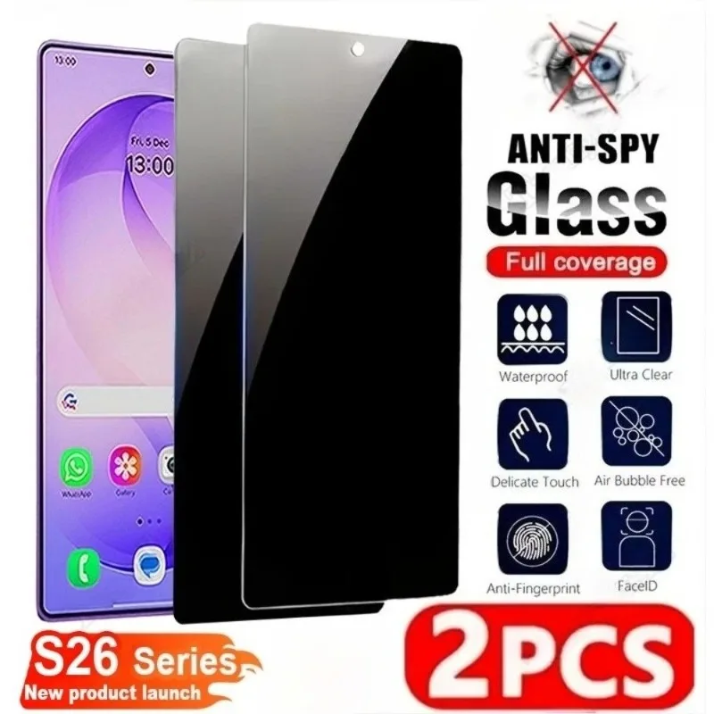 2 Stück Anti-Spy Displayschutzfolie für Samsung Galaxy S26 S25 S24 Ultra S23 S22 S21 Plus S24 S25 FE Edge Vollständige Abdeckung Gehärtetes Glas