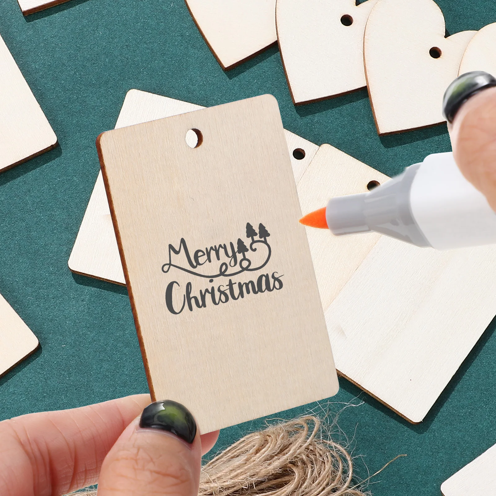 

1Set Heart Rectangle Shape Unfinished Wood Slices DIY Wooden Christmas Ornaments Xmas Tree Hanging Decorations Wooden Pendant