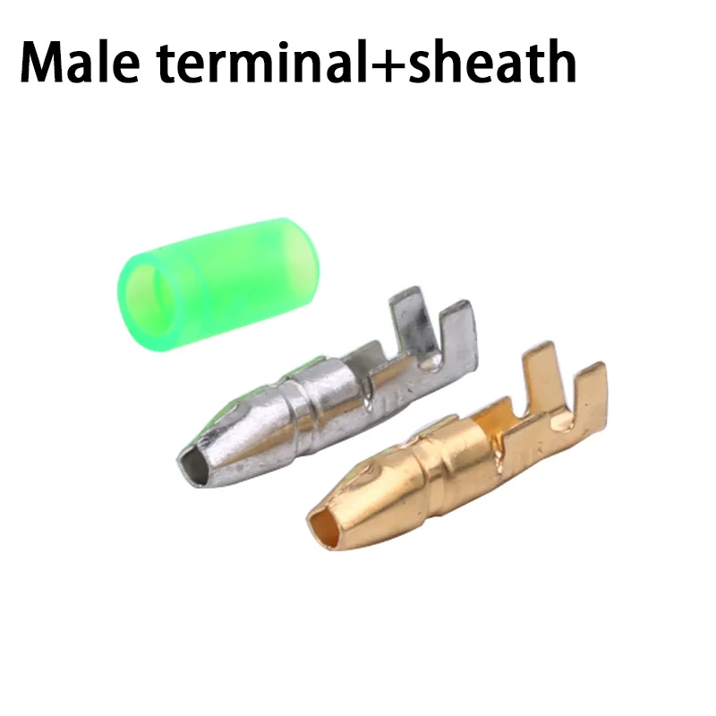 25/50/100 Sets 4.0 Bullet Terminal Car Electrical Wire Connector Diameter 4mm Green Female + Male + Case Cold Press Terminal