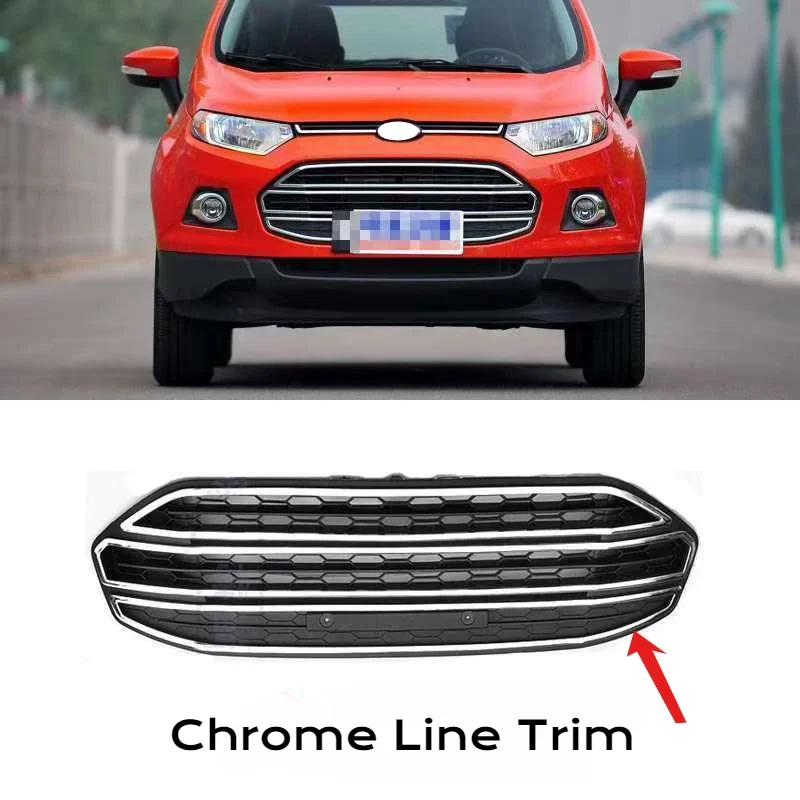 

Fit For 2013-2017 Ford Ecosport Grill Grille Frame Cover Trim Factory Style ABS Plastic Black Chrome Silver Replacement