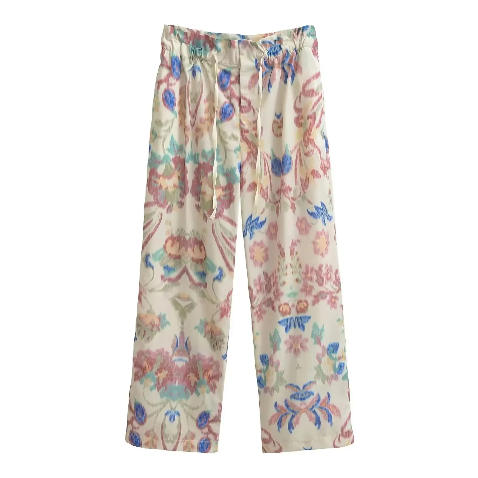 HH Vintage Print Set for Woman Summer Fashion Short Sleeves O-neck Shirt Casual T-shirt Female Elastic Waist Long Pants