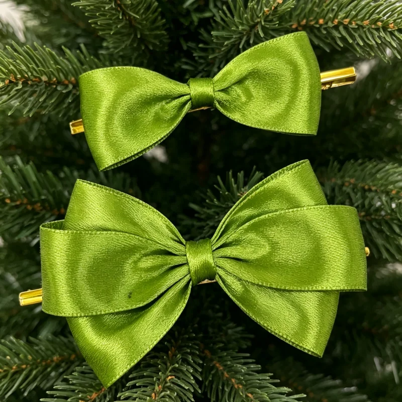 Nœud en ruban vert olive, nœud en satin polyester fait main, attache torsadée, emballage cadeau de Noël et du Nouvel An, accessoires de mode pour cheveux