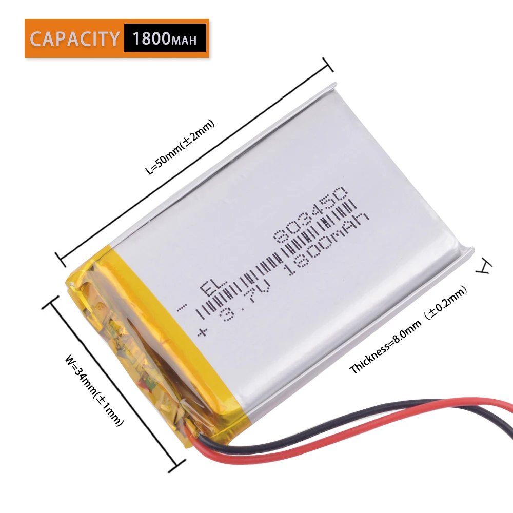 10PCS /Lot  3.7V 2000mAh 103450 Lithium Li-ion Polymer Battery Lipo 303450 403450 503450 603450 703450 803450 903450