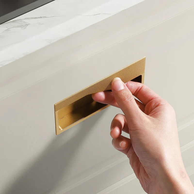 Square Modern Sliding Door Handle Cabinet Drawer Invisible Pull Concealed Handle Wardrobe Drawer Kitchen Cabinet Hidden Knobs
