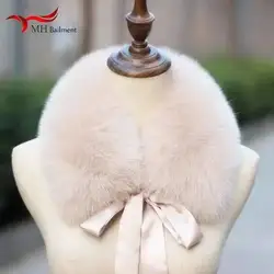 Luxury Winter 100% Real Fox Fur Scarf Women Neck Keep Warm Natural Fox Fur Square Collar Coat Hooded Warm Scarves Ladies