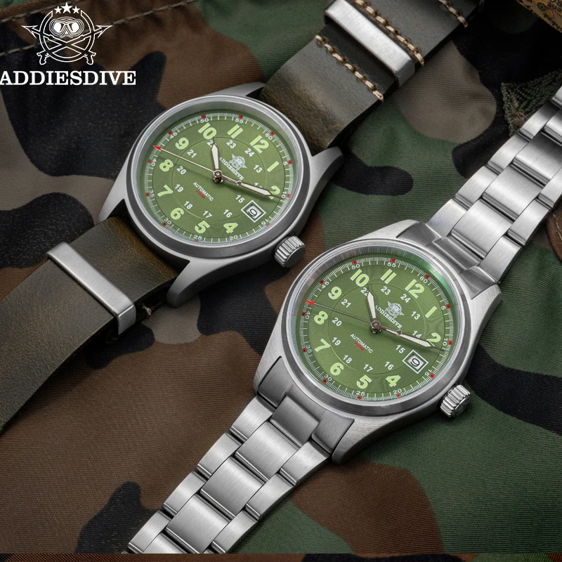 Addiesdive DRESS NH35A الياقوت التلقائي ساعة ميكانيكية 39 مللي متر موضة ساعات رجالية 200 متر الغوص مقاوم للماء مضيئة ساعة اليد