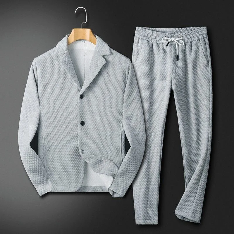 Men's casual sports suit 2023 autumn and winter new cotton bee sweater jacket pants two-piece set men tracksuit clothing