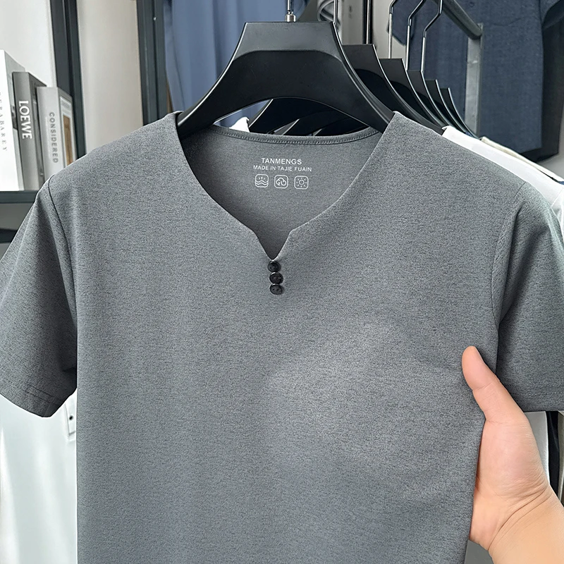 2026 Summer Men's Heart-shaped Collar Short-Sleeve T-Shirt Polo Shirt