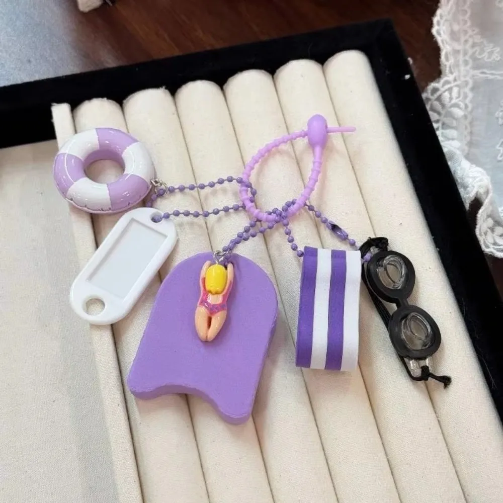 Cartoon Pendant Swimming Theme Keychain Kickboard and Goggles Sporty Style Cartoon Keychain EVA Purple Sports Bag Accessory