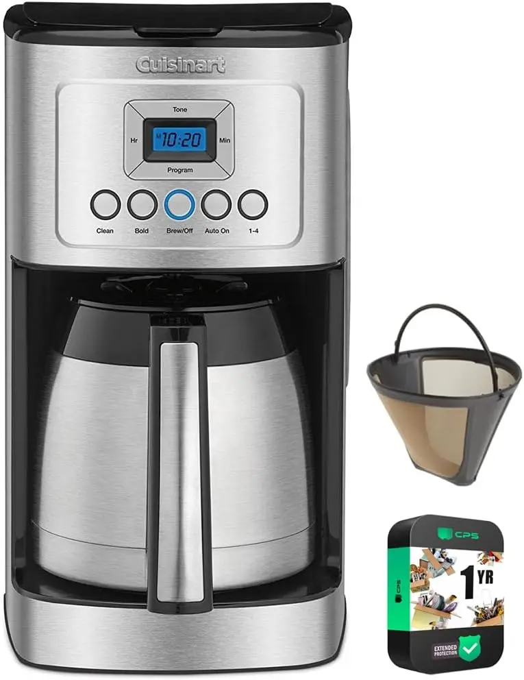 12 Cup Programmable Stainless Steel Thermal Coffee Maker with Thermal Carafe (DCC-1850 /DCC-3400) Bundle Including Per