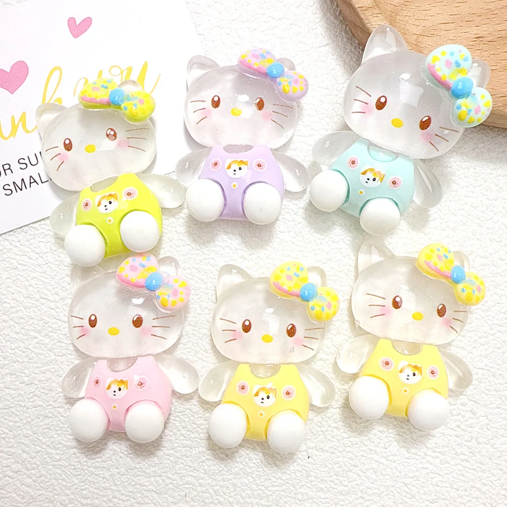

2 шт. светящиеся большие Kt мультфильм DIY аксессуары из смолы кошка ручной работы чехол для телефона подвески шпилька смола с плоской задней частью ювелирные материалы