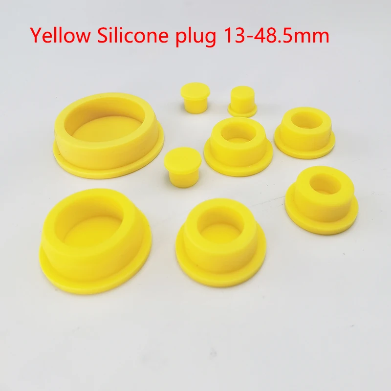 5PCS 13-48.5mm Yellow Silicone Rubber Hole Plugs Solid T Type High Temperature Seal Stopper Dustproof Plug Food grade silicone