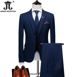 Blazer Vest Pants High End Brand Classic Plaid Men's Formal Business Office Suit Casual Groom Wedding Dress Party Male Suit