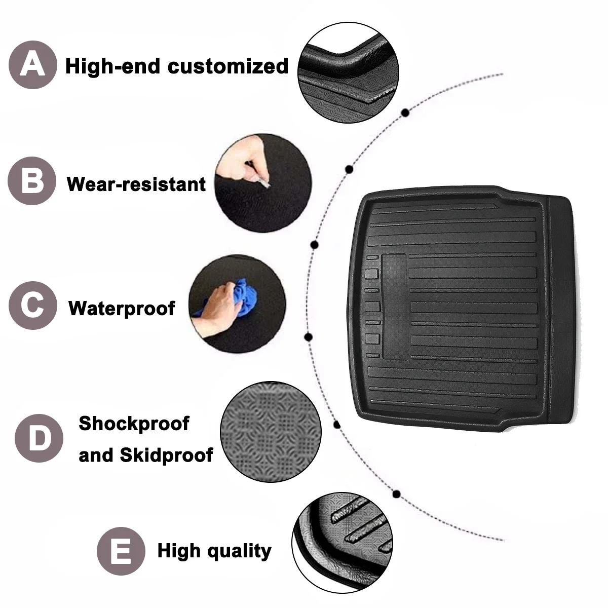 Auto Cargo Liner Boot Vassoio Baule Posteriore Copertura Matt Zerbino Pavimento Tappeto Kick Pad Per Volkswagen Per VW Tiguan MK2 2017 2018 2019