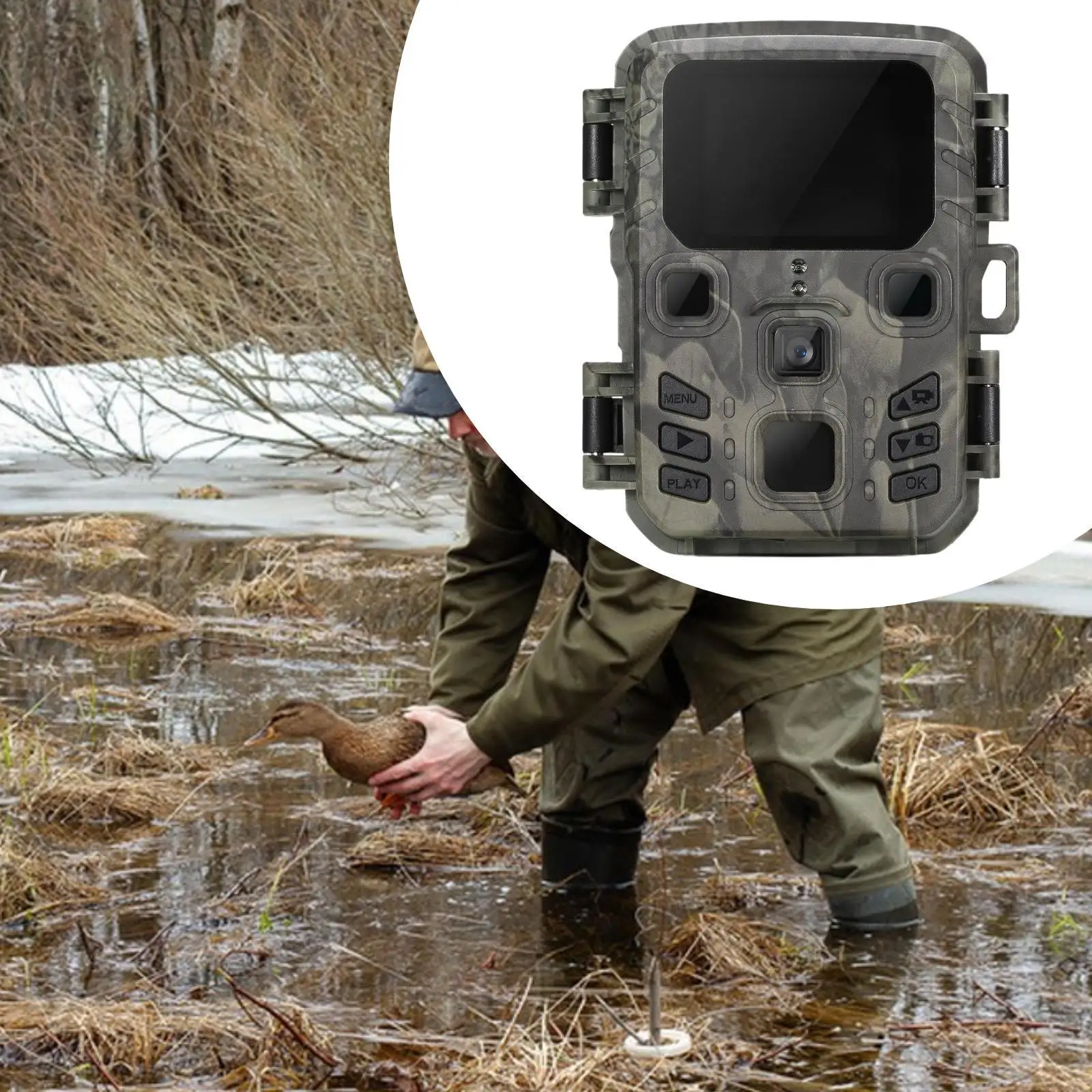 Digital Trail Camera 24MP Quick Trigger Game Cam IP65 Waterproof ABS Housing for Wildlife and Property