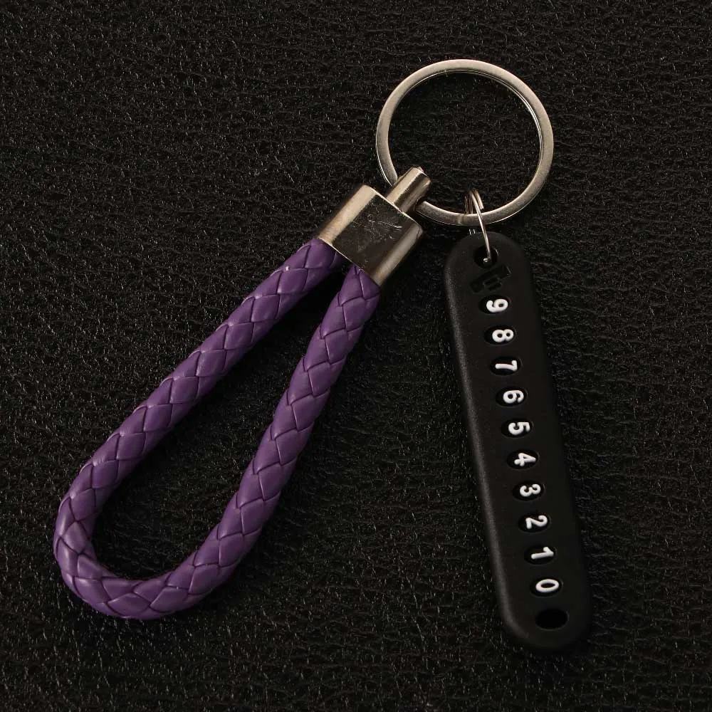 

Creative Anti-lost Hand Woven Leather Strap Car Key Holder Lanyard Keyring Car Key Clip ​ Phone Number Keychain
