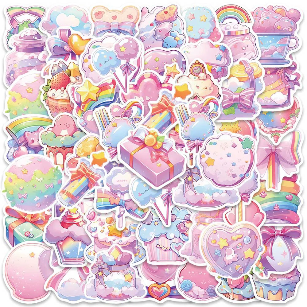 10/50Pcs Cute Pink Candy Cartoon Varied Stickers Pack for Kids Travel Luggage Scrapbooking Laptop Car Decoration Graffiti Decals