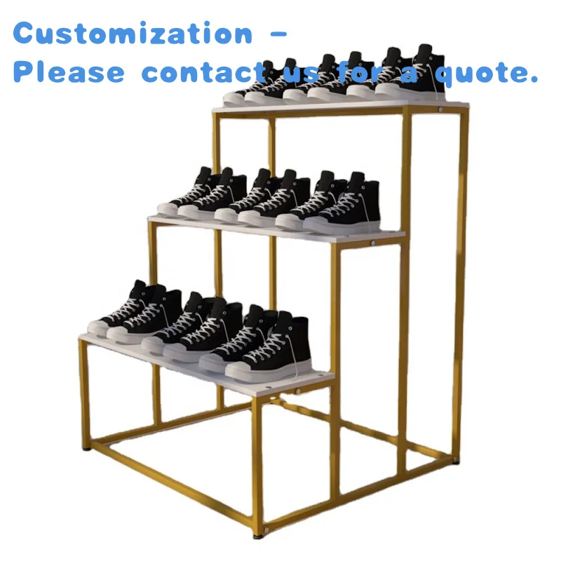 

custom.Multipurpose Store Supermarket Retail Women Handbag Shoes Decorative Flower Food Drink Product Metal Ladder Display Stand