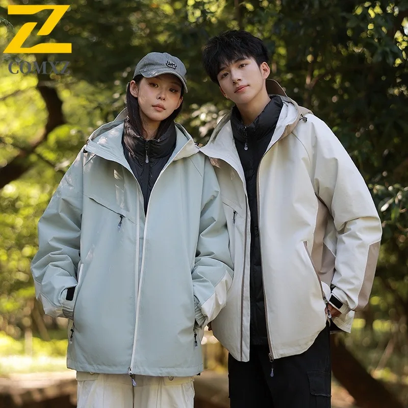 

COMXZ Men Down Jacket Leisure Color Hooded Outdoor Adventure Lightweight Padded Jackets Hiking Cold Protection Warm Winter Coat