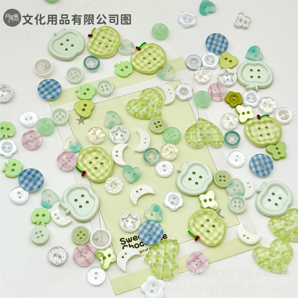 10/20pcs Fresh Green Perforated Button Decoration Accessories Green Apple Hand Account Clothing Accessories DIY Cute Decora