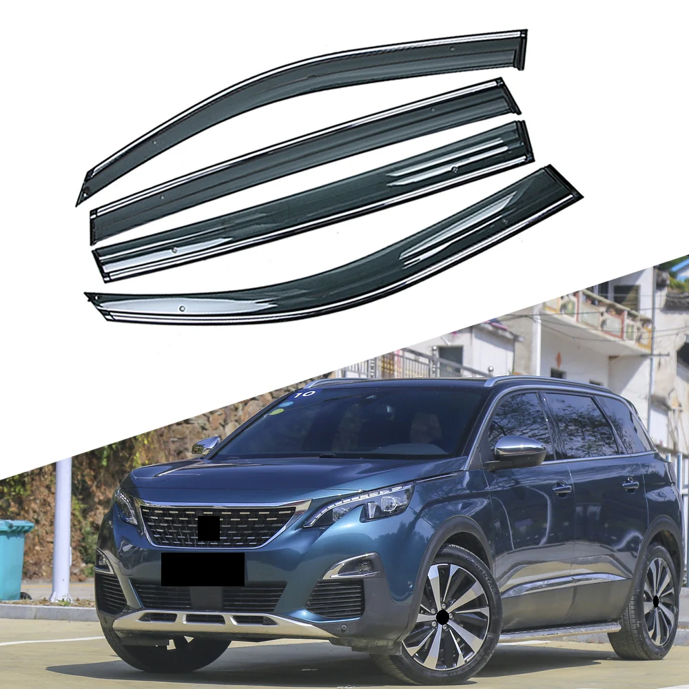 For PEUGEOT 5008 2016-2019 Car Window Sun Rain Shade Visors Shield Shelter Protector Cover Frame Sticker Exterior Accessories