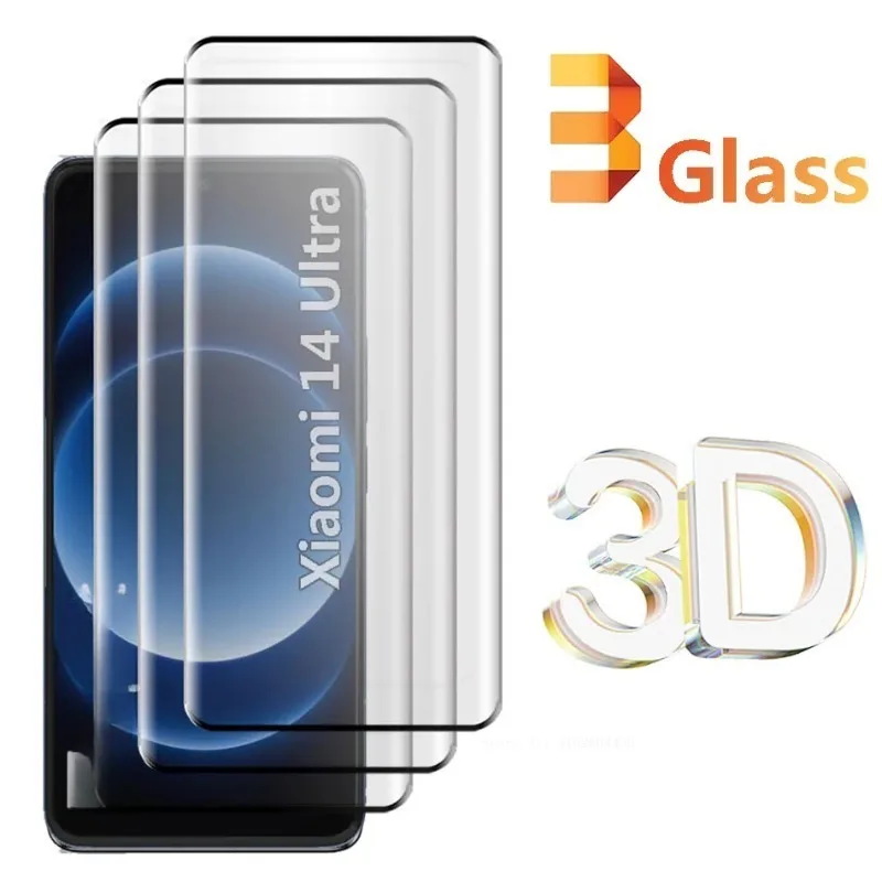 3 Stücke 3D Gehärtetes Glas Für Xiaomi 14 Ultra Screen Protector Volle Abdeckung Film Für Xiaomi 14Ultra Glas