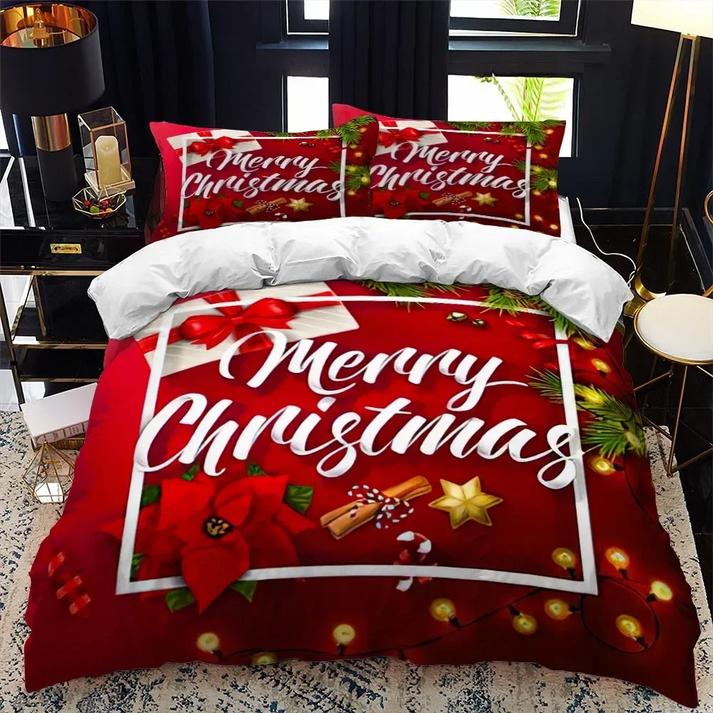 

Christmas Duvet Cover Set Winter Red Santa Claus Bedding Set Merry Christmas Gifts for Boys Girls Happy New Year Red Santa