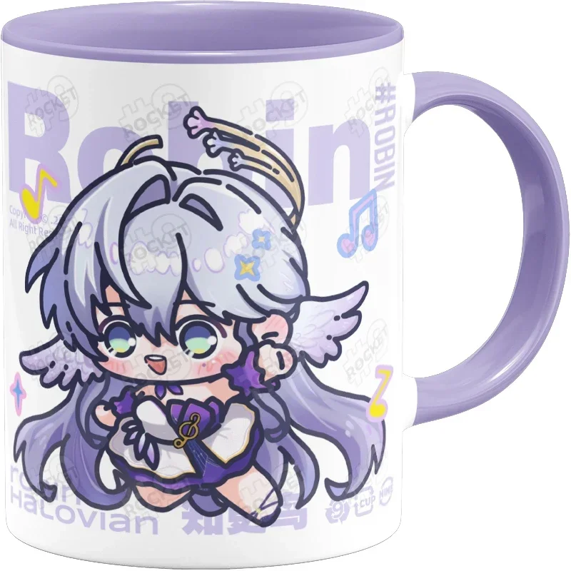 

9.5CM Anime Game Honkai: Star Rail Robin Cosplay Cute Xmas Gifts Student Ceramic Mark Cup Animation Water Mug Cartoon Mascot